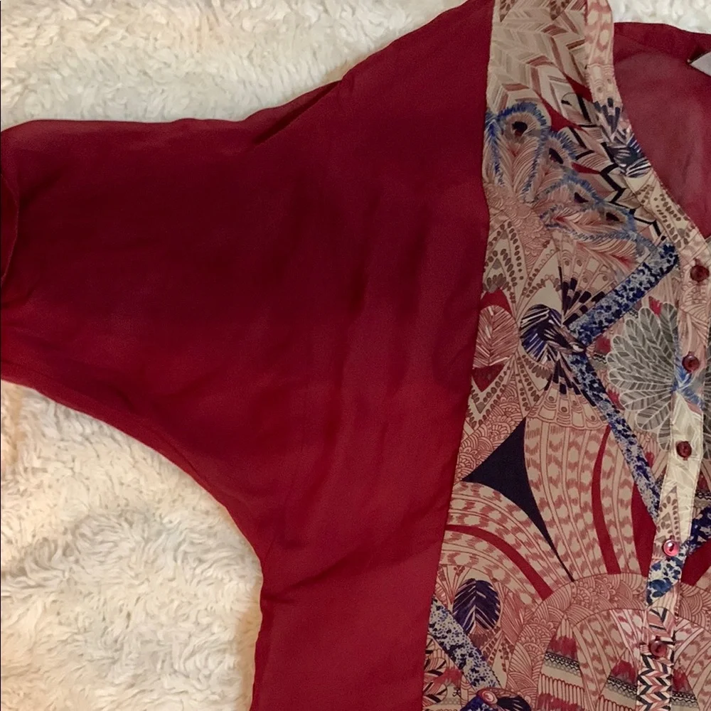 Women's Red Patterned Top - Picture 8 of 12